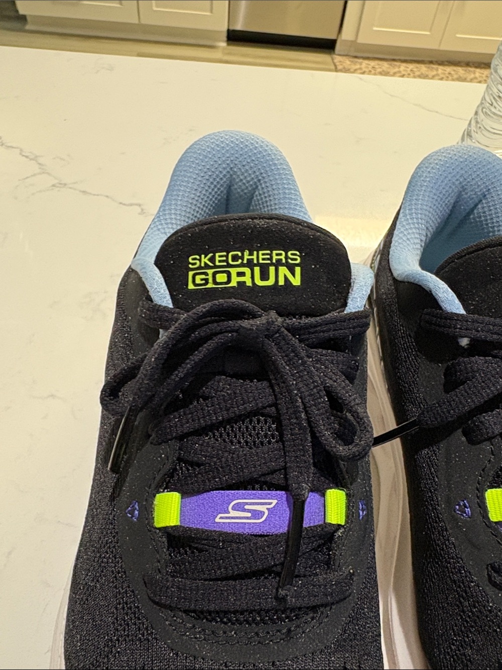 Skechers Black Athletic Sneakers with Light Blue and Neon Accents - Picture 2 of 10